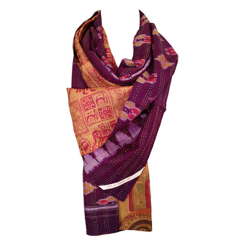 Orchid Kantha Scarf - India